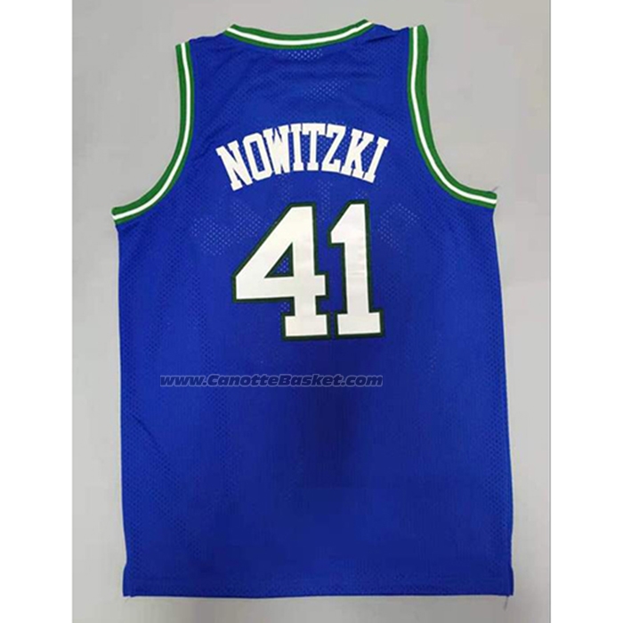 Maglia Dallas Mavericks Dirk Nowitzki NO 41 Mitchell & Ness 1998-99 Blu